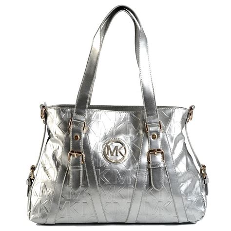 michael kors handtasche blau weiß|michael kors silver satchel handbag.